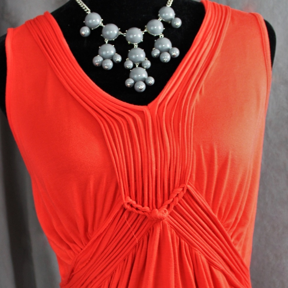 Cable & Gauge Dress Large Bright Orange V-Neck